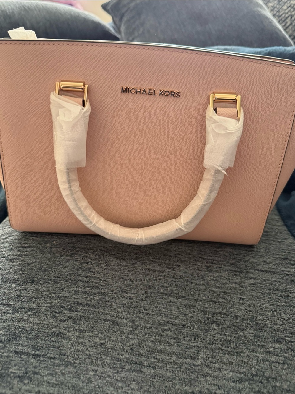 Michael Kors Selma Saffiano Leather Medium Satchel in Blush Pink